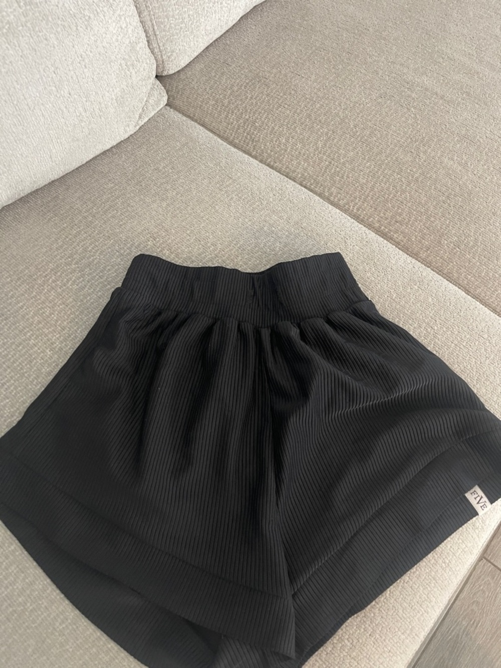 Black Ribbed Kids' Elastic-Waist Shorts